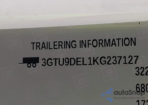 2019 GMC Sierra 1500 Slt from USA, damaged, VIN 3GTU9DEL1KG237127